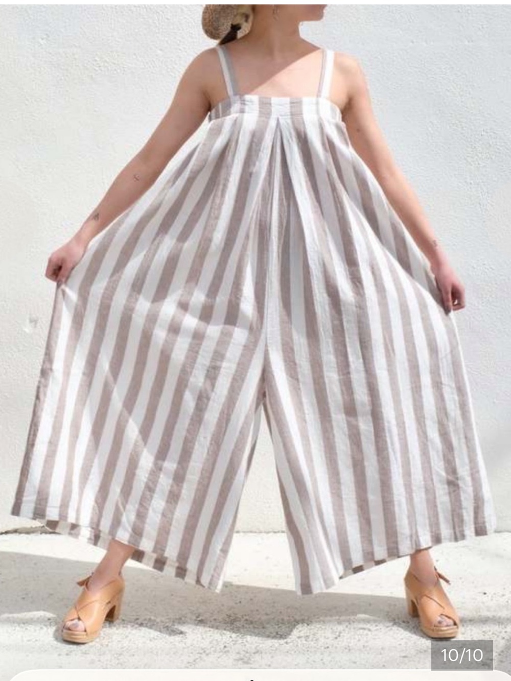 Black Crane striped wide leg jumpsuit